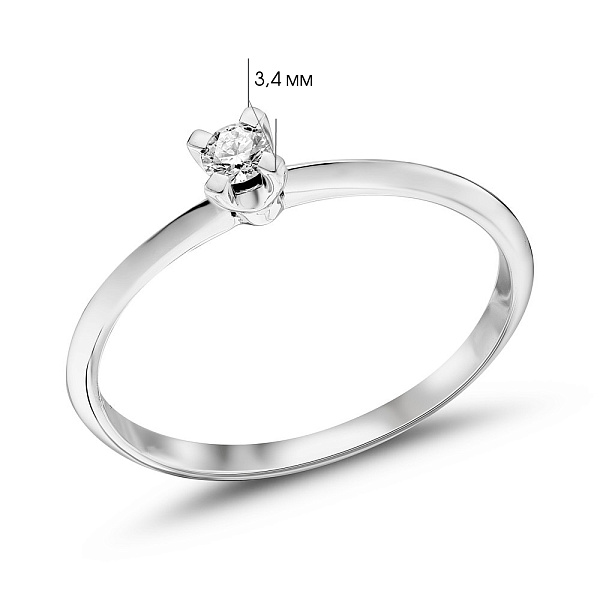 Кольцо из белого золота с бриллиантом (арт. К341584010б) – изображение 2