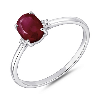 Тонкое серебряное кольцо с рубином и фианитами (арт. 7501/2187929Р)