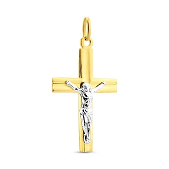 Крестик с распятием из желтого и белого золота (арт. 500377ж)