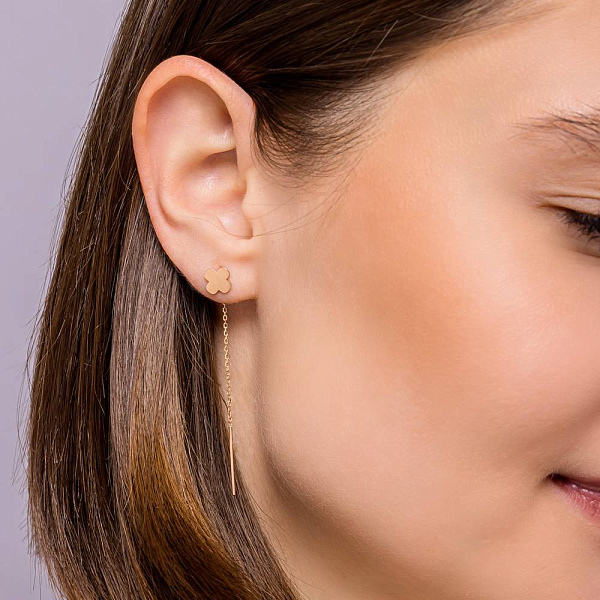 Сережки-протяжки из красного золота (арт. 110048) – изображение 2