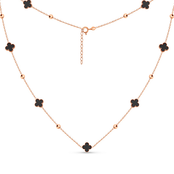 Золотое колье Клевер с ониксом (арт. 352780/8о) – изображение 2