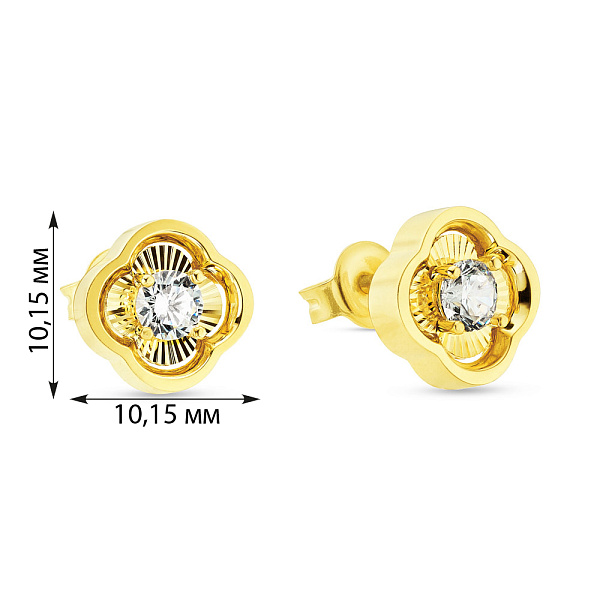 Золоті сережки пусети з фіанітами (арт. 106536ж) – зображення 2