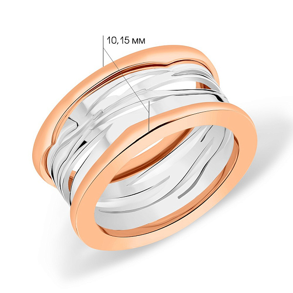 Широка каблучка з червоного і білого золота (арт. 155330кб) – зображення 2