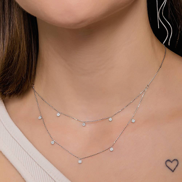 Многослойное золотое колье с бриллиантами (арт. Ц341552020б) – изображение 2