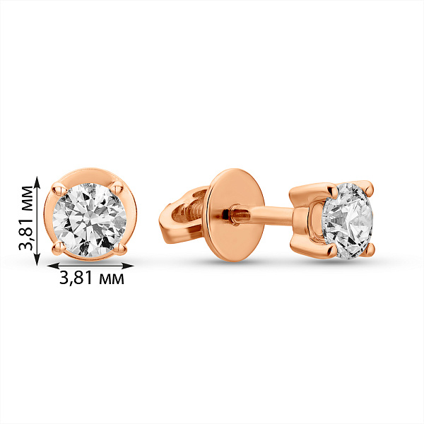 Серьги-пусеты золотые с бриллиантами  (арт. Т01117005735) – изображение 3