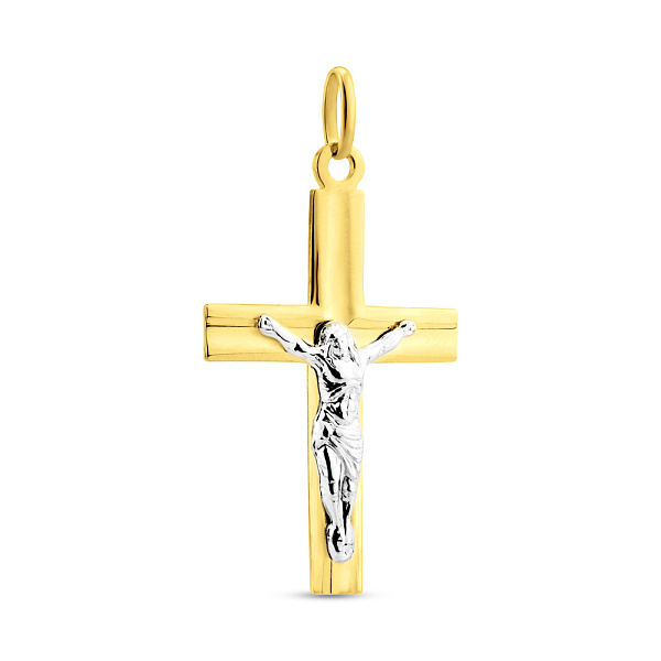 Крестик с распятием из желтого и белого золота (арт. 500377ж) – изображение 1