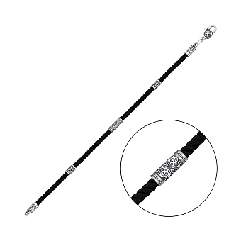 Браслет с шелковой нитью и серебряными вставками (арт. 7309/274брю)