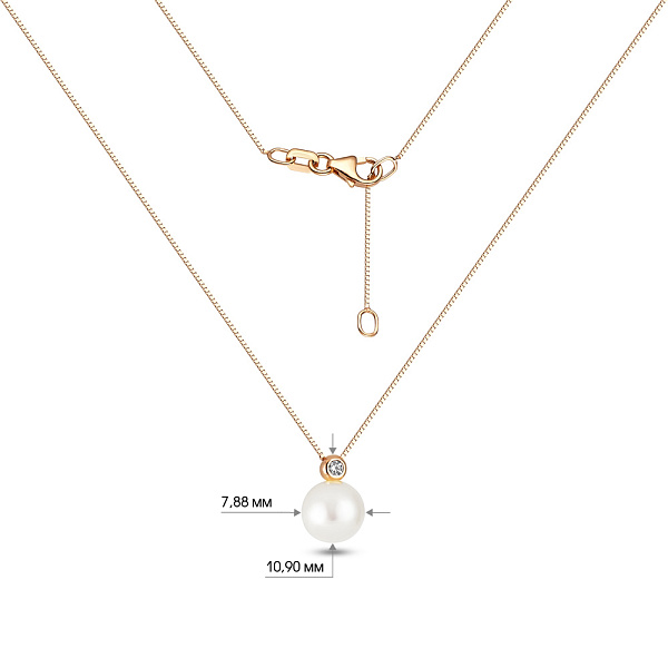 Золоте кольє з перлиною і фіанітом (арт. 350728прлб) – зображення 4