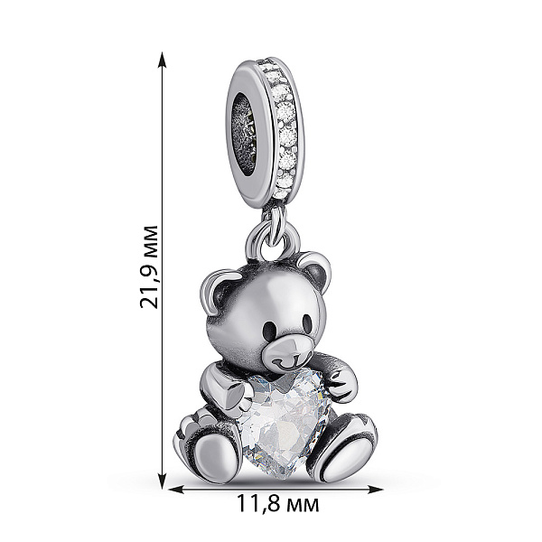 Серебряный подвес Мишка с крупным фианитом (арт. 7903/4371) – изображение 2