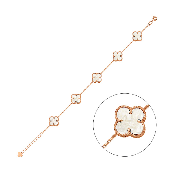 Золотий браслет Конюшина з перламутром (арт. 341495/10п) – зображення 1