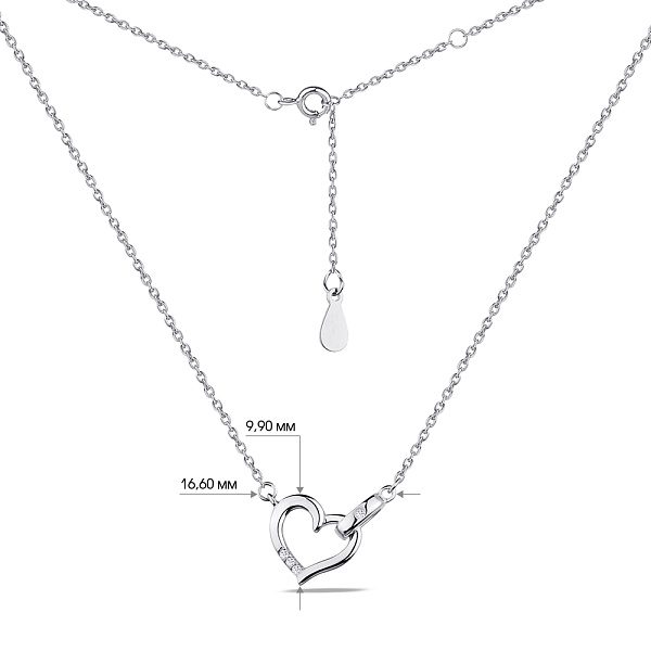 Колье серебряное "Сердце" с фианитами (арт. 7507/1361) – изображение 3