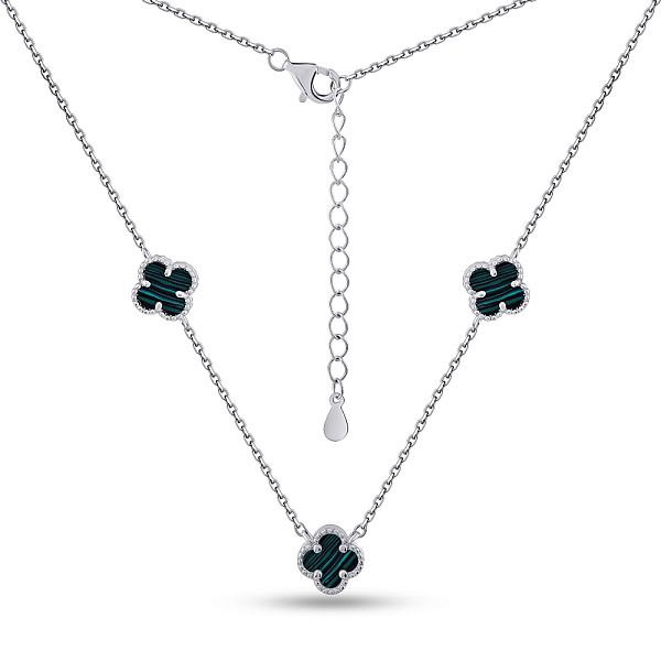 Серебряное колье Клевер с малахитом (арт. 7507/2213/7млх) – изображение 2