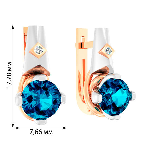 Сережки из золота с топазом лондон (арт. 110748Пл) – изображение 2