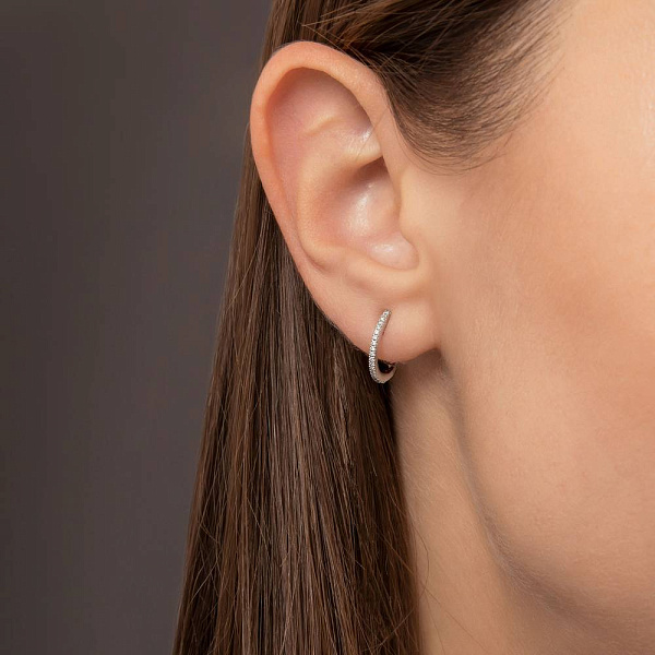 Золоті сережки кільця з діамантами (арт. С341596010б) – зображення 2