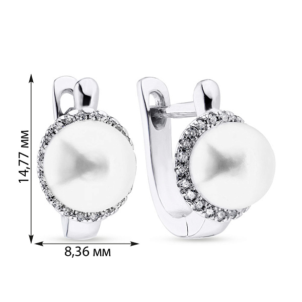Серебряные серьги с жемчугом и фианитами (арт. 7502/3410жб) – изображение 2