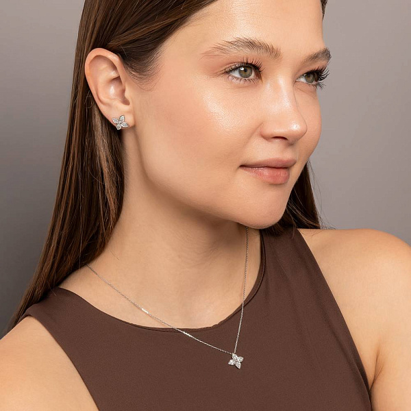 Золотое колье Цветок с бриллиантами (арт. 7192069202) – изображение 4