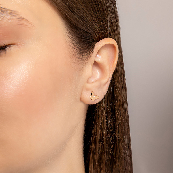 Золоті сережки-пусети «Метелики» (арт. 106199) – зображення 2