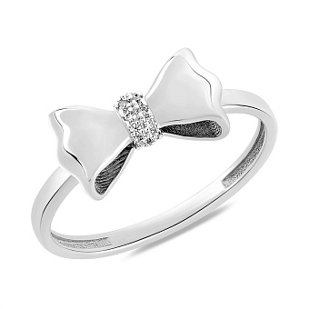 Фото Золотое кольцо Бантики с фианитами (арт. 141322б)