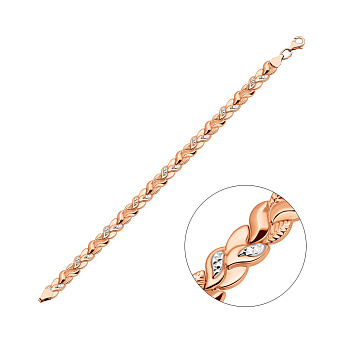 Фото Браслет из золота с алмазной гранью и родированием (арт. 327138р)