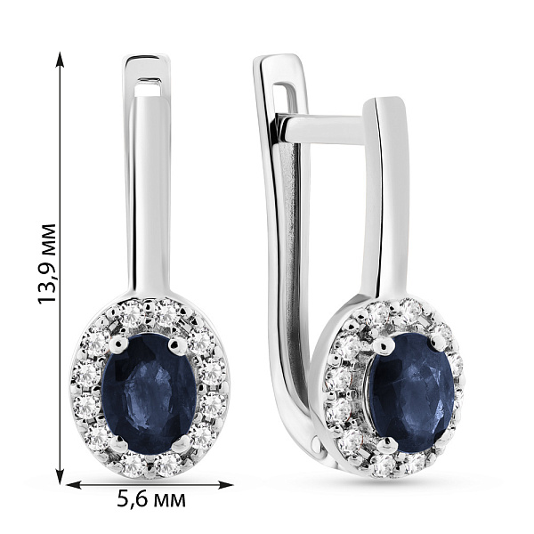 Серьги из белого золота с сапфиром и бриллиантами (арт. С011785бс) – изображение 4