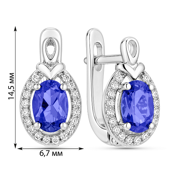 Серебряные серьги с танзанитом (арт. 7502/10604Тзнф) – изображение 2