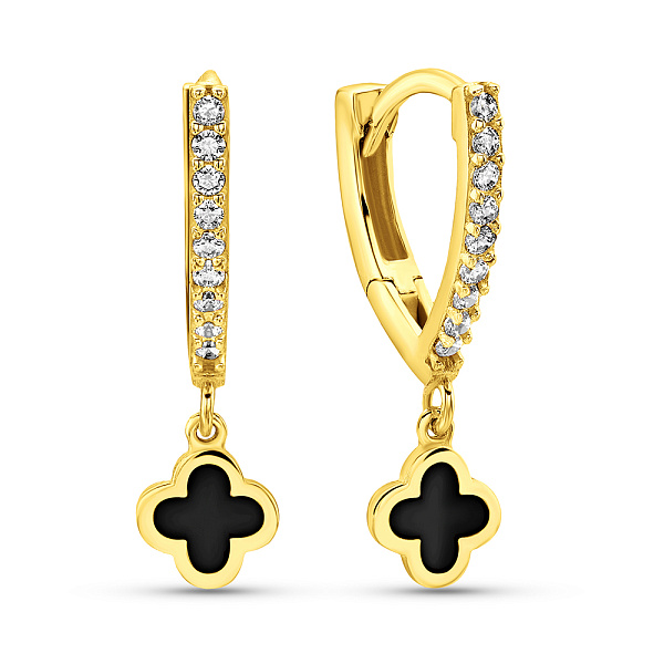 Золотые серьги-подвески с эмалью (арт. 109946жеч) – изображение 1