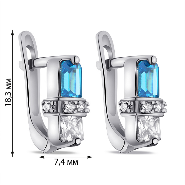 Серьги из серебра с фианитами (арт. 7502/СК2ФТ1/017) – изображение 2