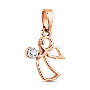 Підвіска Янгол з червоного золота з фіанітом (арт. 440599)