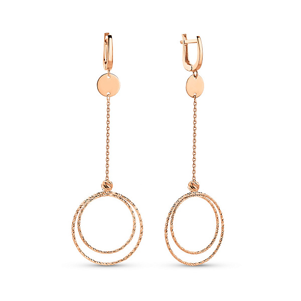 Серьги-подвески из красного золота (арт. 109675) – изображение 1