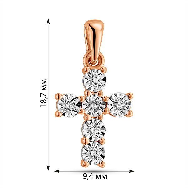 Хрестик з золота з діамантами (арт. П011265005) – зображення 3