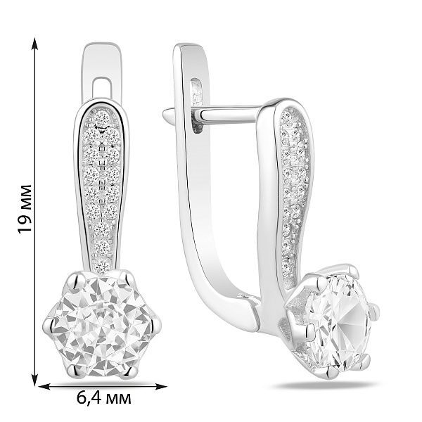 Серебряные серьги с крупным камнем (арт. 7502/10166) – изображение 2