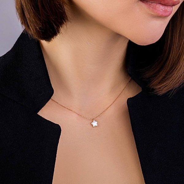 Золотое колье с перламутром (арт. 352591п) – изображение 4