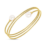 Фото Браслет манжет золотой с жемчугом (арт. 324891жпрлб)