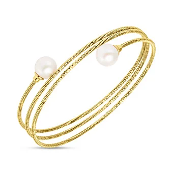 Браслет манжет золотой с жемчугом (арт. 324891жпрлб)