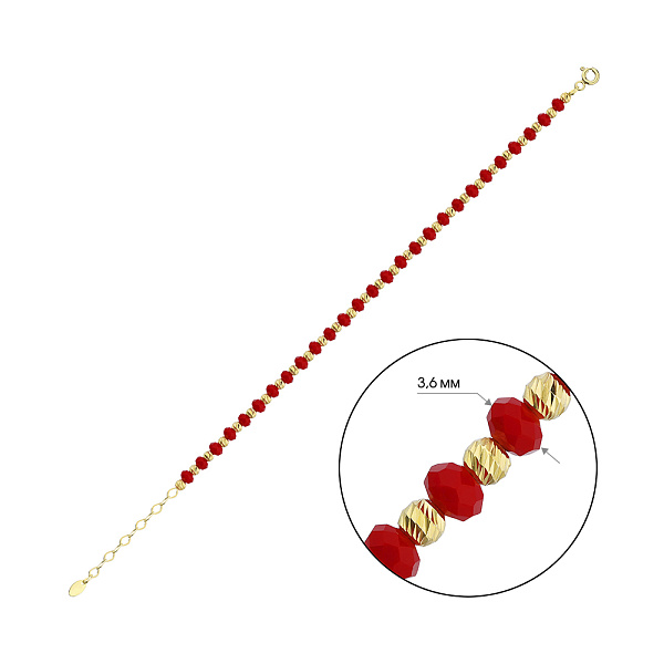 Браслет зі срібла з жовтим родіюванням і оніксом (арт. 7509/2100жок) – зображення 2