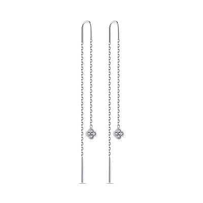 Длинные серьги-протяжки из серебра с фианитами (арт. 7502/4989)