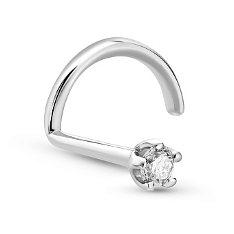 Фото Золотая серьга-пирсинг в нос с бриллиантом (арт. 6112628202)