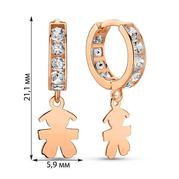 Детские серьги-кольца из красного золота (арт. 109378/10) – изображение 2