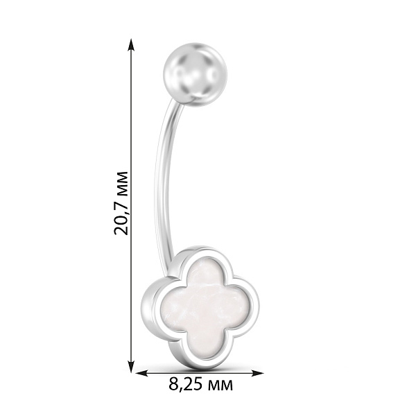 Пирсинг в пупок из белого золота с эмалью (арт. 360250беп) – изображение 2