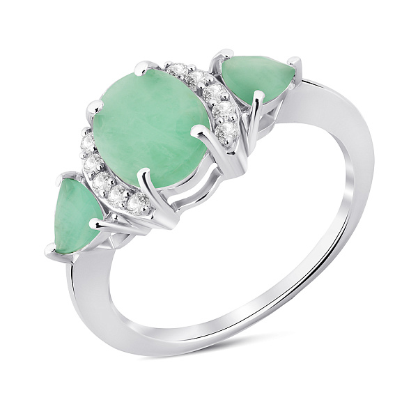 Серебряное кольцо с изумрудами и фианитами (арт. 7501/2111122Изм) – изображение 1