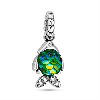 Серебряный шарм Рыбка с альпинитами (арт. 7903/4374ацв)