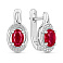 Серебряные серьги с рубином и фианитами (арт. 7502/10600Р)