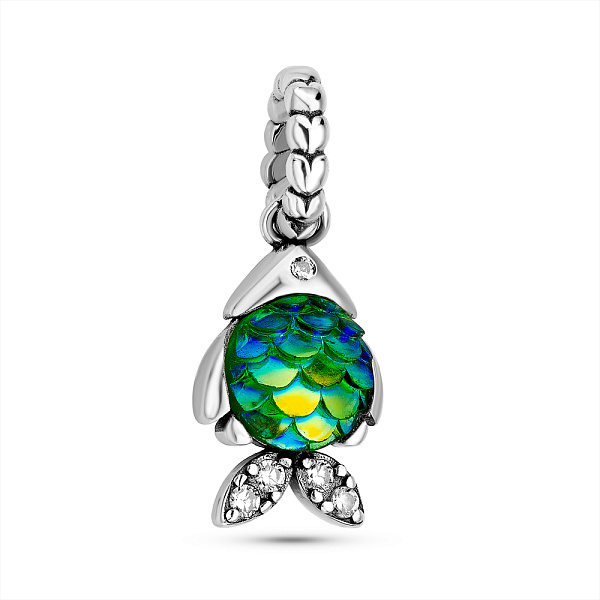 Серебряный шарм Рыбка с альпинитами (арт. 7903/4374ацв) – изображение 1