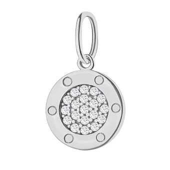 Золотий підвіс в білому кольорі металу з фіанітами (арт. 424145б)