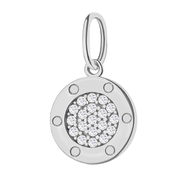 Золотий підвіс в білому кольорі металу з фіанітами (арт. 424145б) – зображення 1