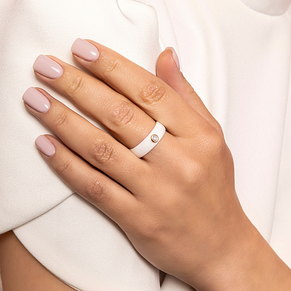 Кольцо из керамики и красного золота с бриллиантом (арт. К011228005кб) – изображение 2