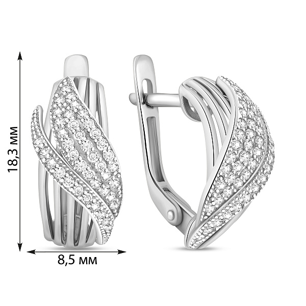 Серьги из белого золота с фианитами (арт. 110372б) – изображение 4
