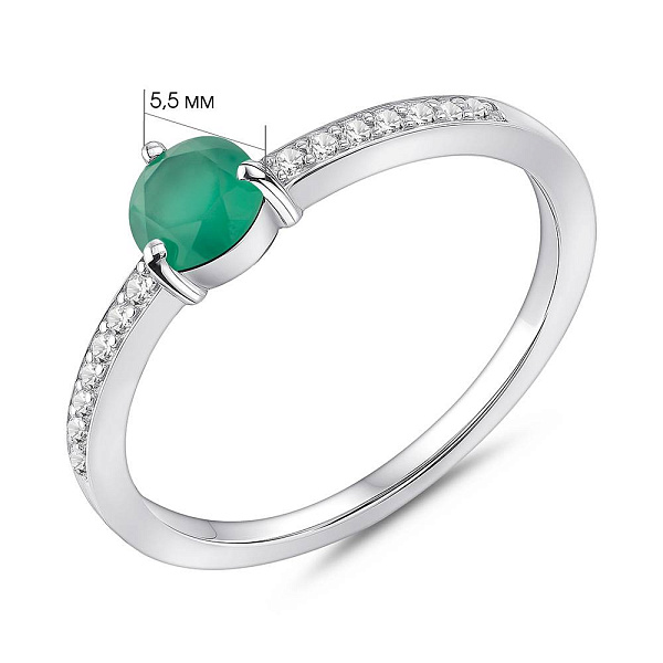 Тонкое серебряное кольцо с агатом и фианитами (арт. 7501/2189602Аз) – изображение 2