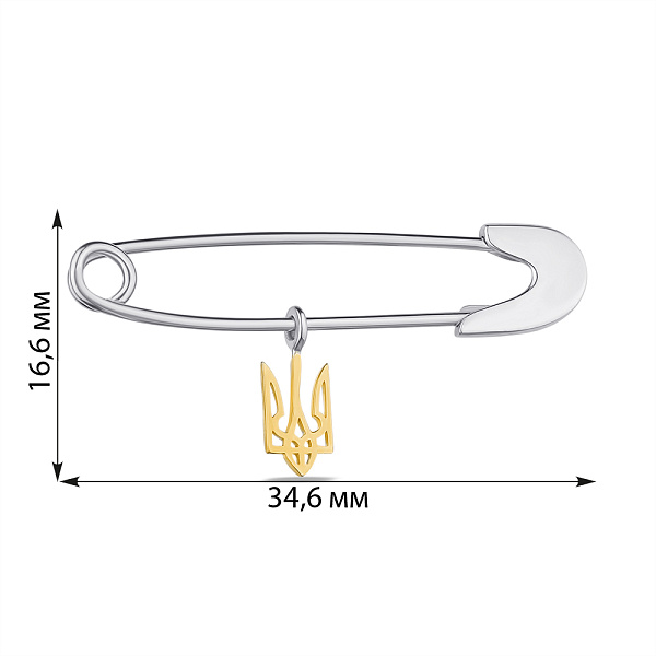 Патріотична шпилька Тризуб зі срібла (арт. 7511/1925бж) – зображення 2