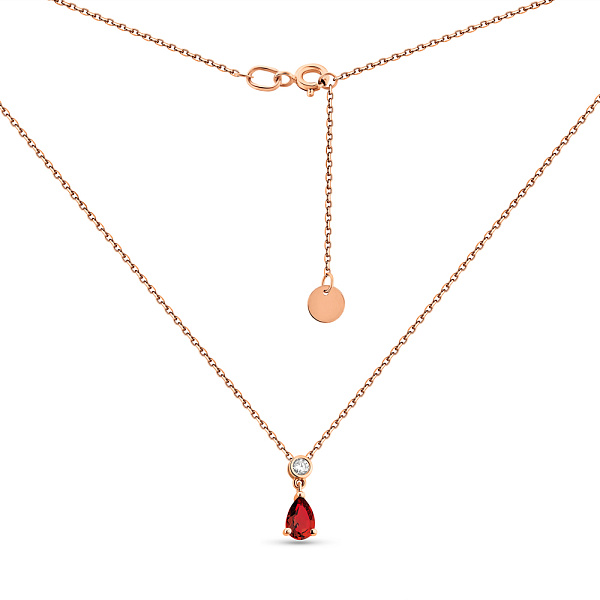 Золотое колье с гранатом и фианитом (арт. 361273Пк) – изображение 2